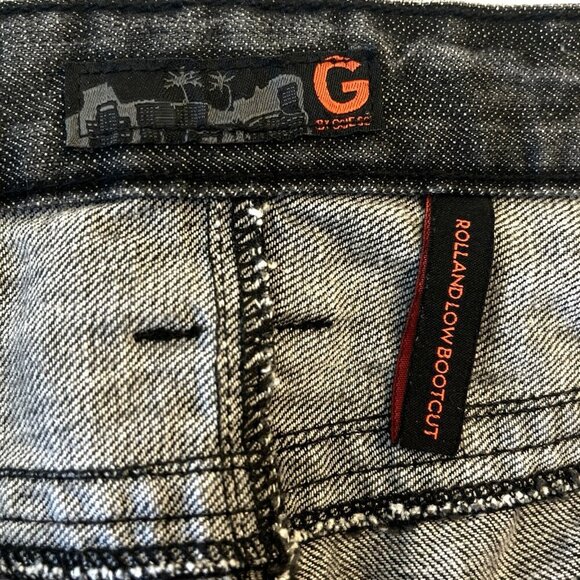 Guess Jeans Rolland Low Bootcut 38 Black Distressed Button Fly 90s Y2K Hip Hop - Picture 7 of 16